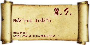Mérei Irén névjegykártya